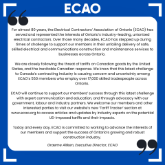 Statement by ECAO Executive Director, Graeme Aitken on Tariffs